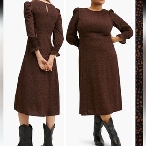 Mango dot print long sleeves Midi dress